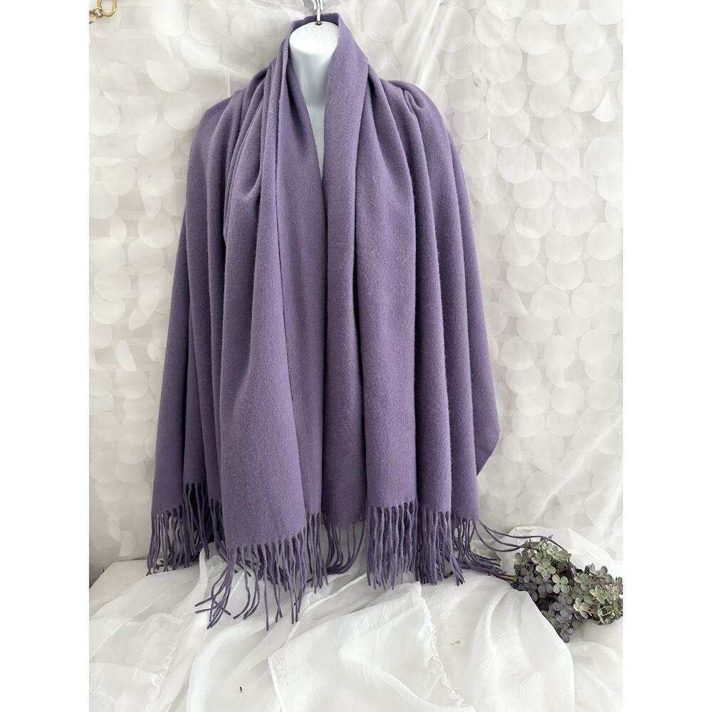 PUR CASHMERE 100% Cashmere Wrap Pashima Shawl Lavender Fringed INNER MONGOLIA - Picture 9 of 9